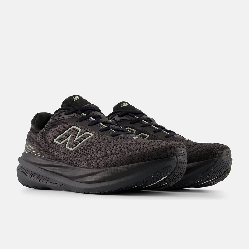 New Balance 1080v15 running shoes in dark gray mesh with cushioned sole, side angle view.