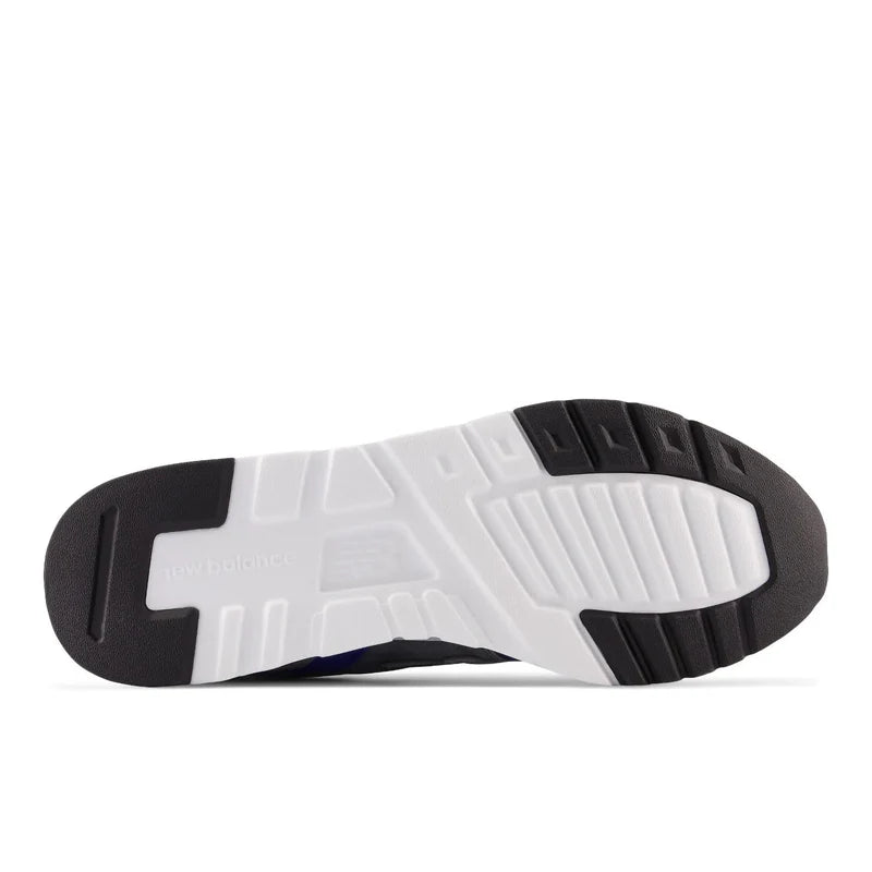 New Balance 997H outsole in white and black showing textured tread pattern and branding.