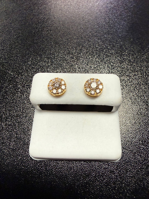 10k Gold Diamond Flower Cluster Stud Earrings