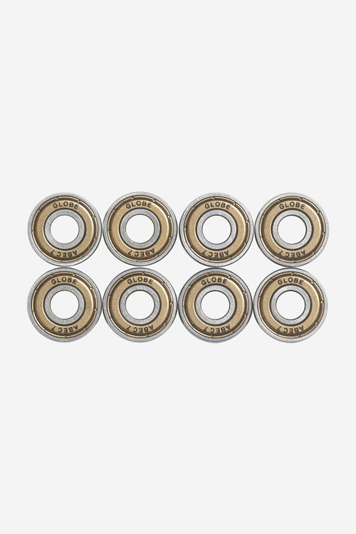 Eight lubricated ABEC 7 skateboard bearings with bronze shields