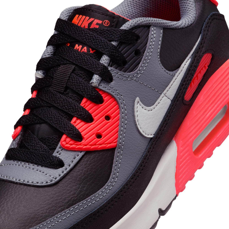 Nike FOOTWEAR Nike Air Max 90 "Black Cool Grey Bright Crimson Photon Dust" - Boy's Grade School
