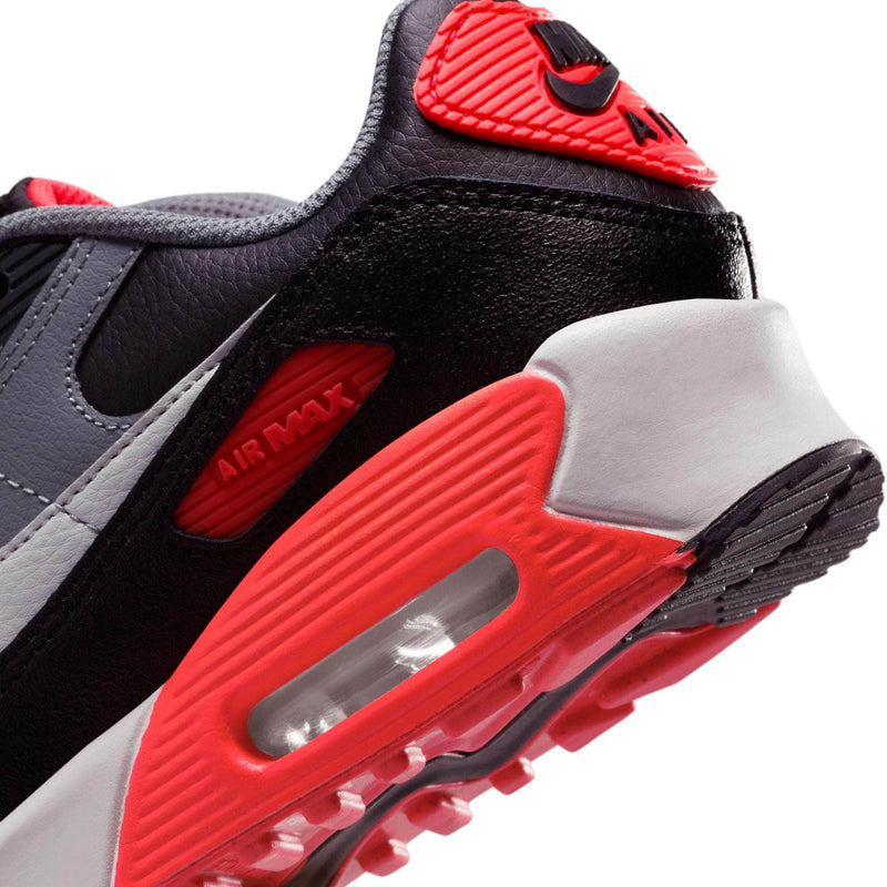 Nike FOOTWEAR Nike Air Max 90 "Black Cool Grey Bright Crimson Photon Dust" - Boy's Grade School