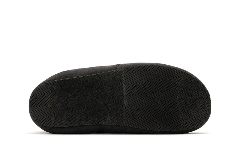 SeaVees Apres Puff Slip On outsole in black rubber with textured chevron-pattern traction, sole/bottom view.