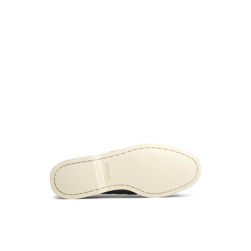 Sperry Authentic Original™ Boat Shoe outsole in off-white rubber showing non-slip tread pattern and stitching detail, bottom view.