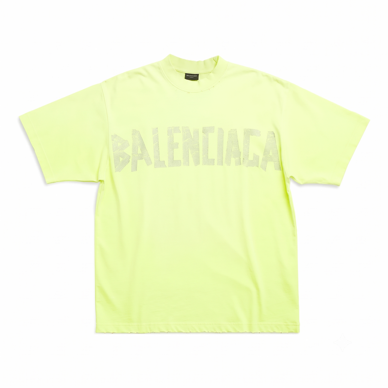 Balenciaga Tape 'Fluo Yellow' Logo Tee