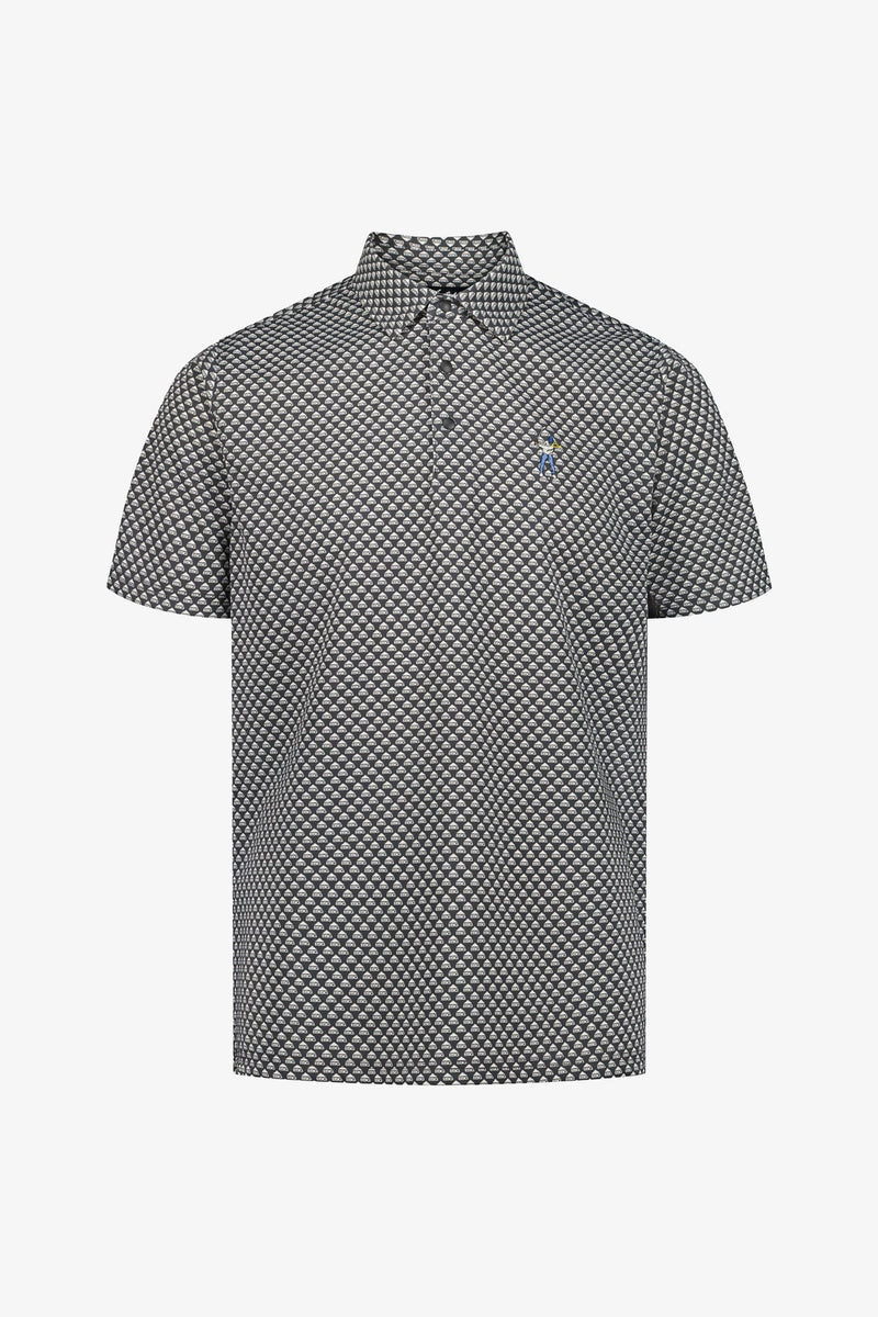 Black/White Snap Placket Polo - GEO ESG Print