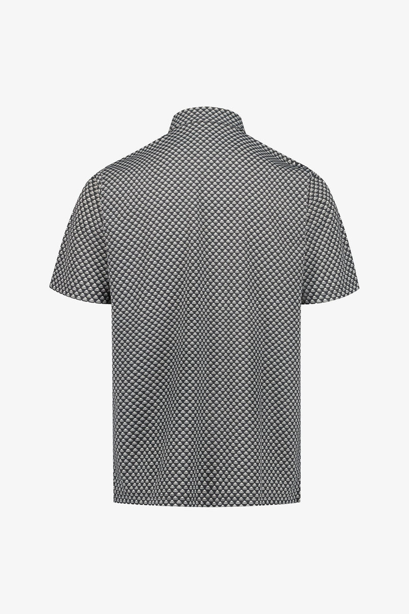 Black/White Snap Placket Polo - GEO ESG Print