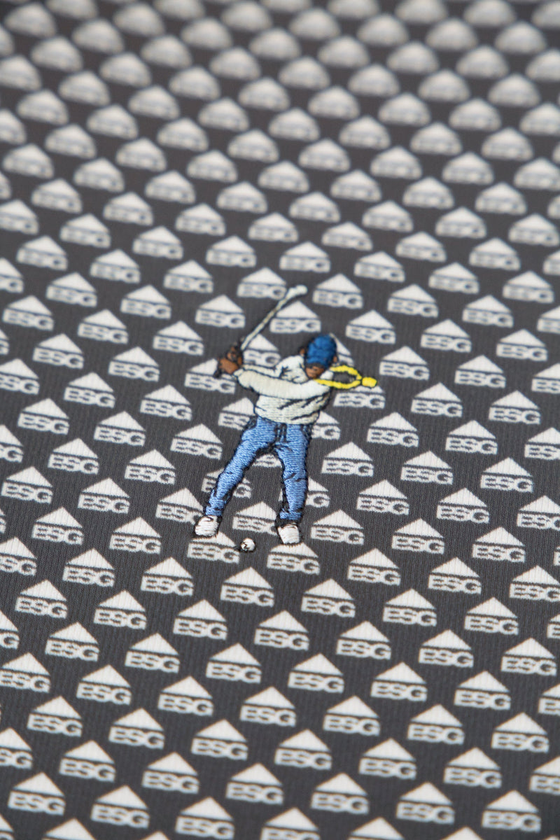 Black/White Snap Placket Polo - GEO ESG Print