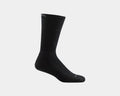 Darn Tough Boot Midweight Tactical Sock with Cushion in black, ribbed knit design and reinforced toe and heel, side view.