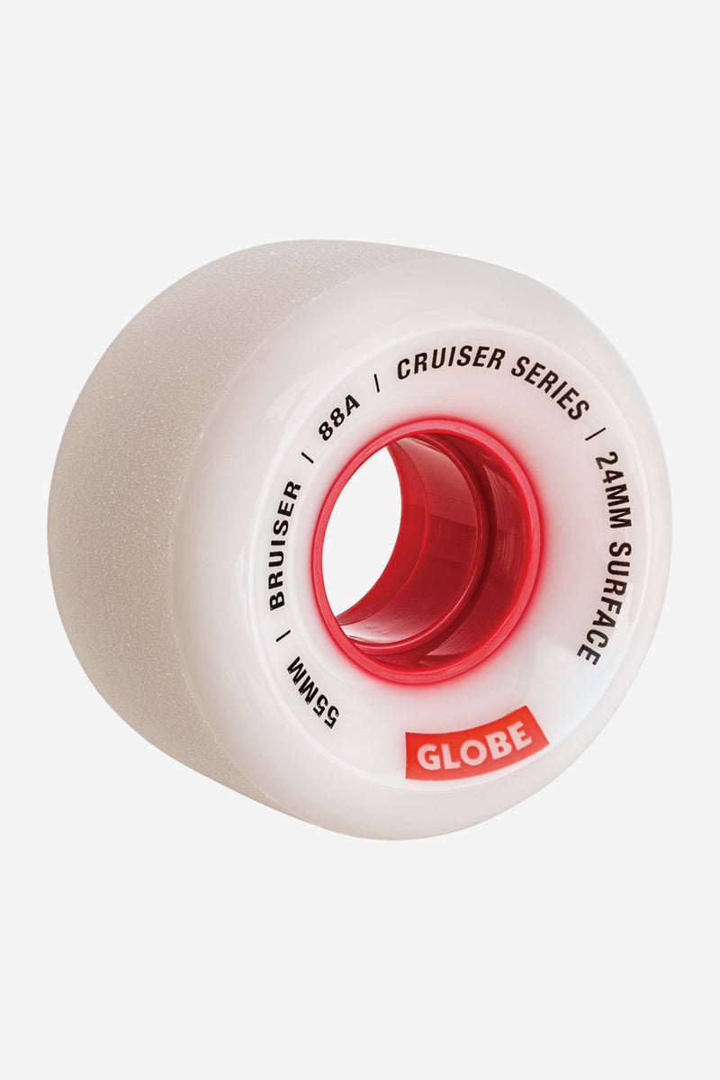 Bruiser Cruiser Wheel 55mm in white with red core and Globe branding
