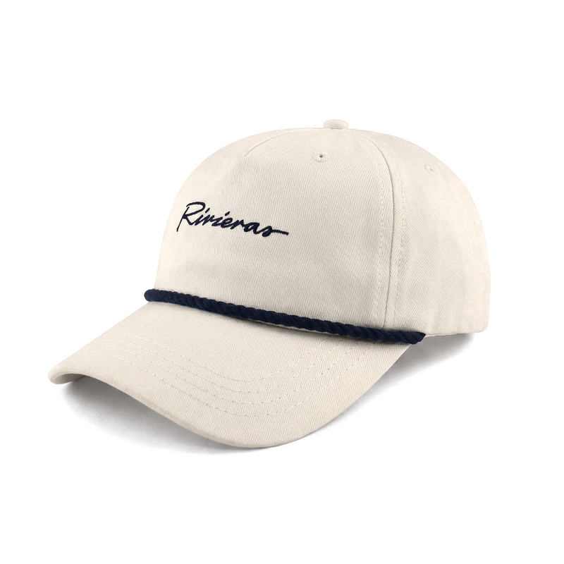 Casquette en sergé de coton avec broderie et corde