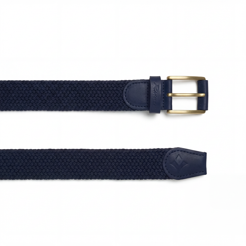 Ceinture tressée avec détails en cuir et boucle dorée