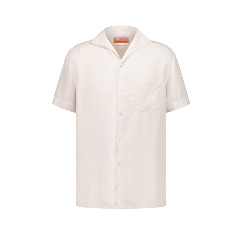 Chemise à manches courtes en lyocell avec col requin et poche poitrine