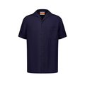 Chemise à manches courtes en lyocell avec col requin et poche poitrine