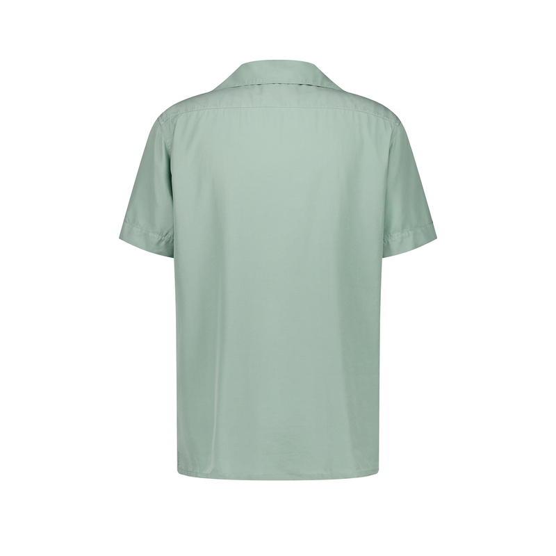 Chemise à manches courtes en lyocell avec col requin et poche poitrine