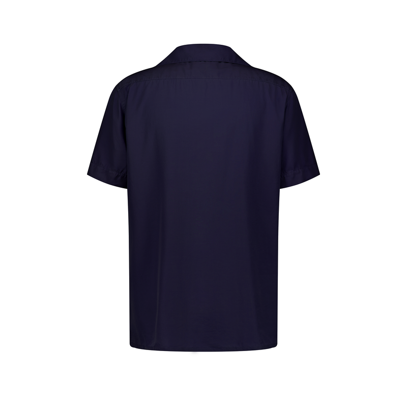 Chemise à manches courtes en lyocell avec col requin et poche poitrine
