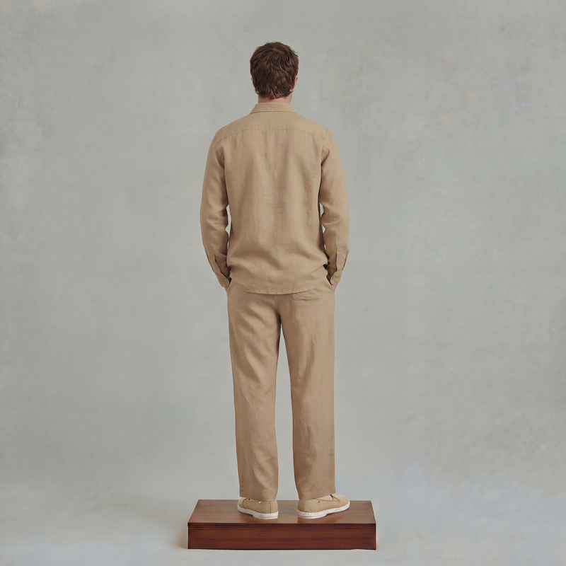 Chemise à manches longues en lin avec poche