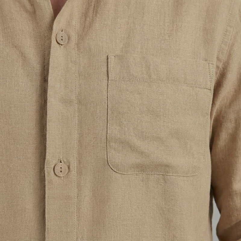 Chemise à manches longues en lin avec poche