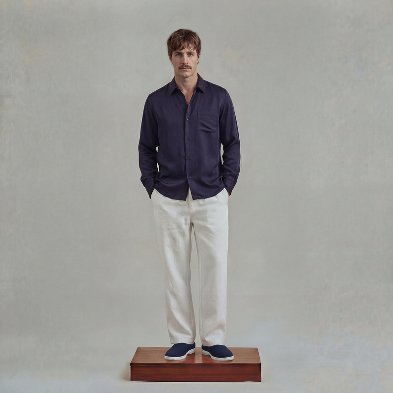 Chemise à manches longues en Tencel® avec poche