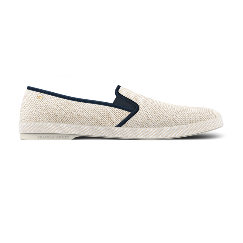 Classic Raphia Ivoire Biais Marine