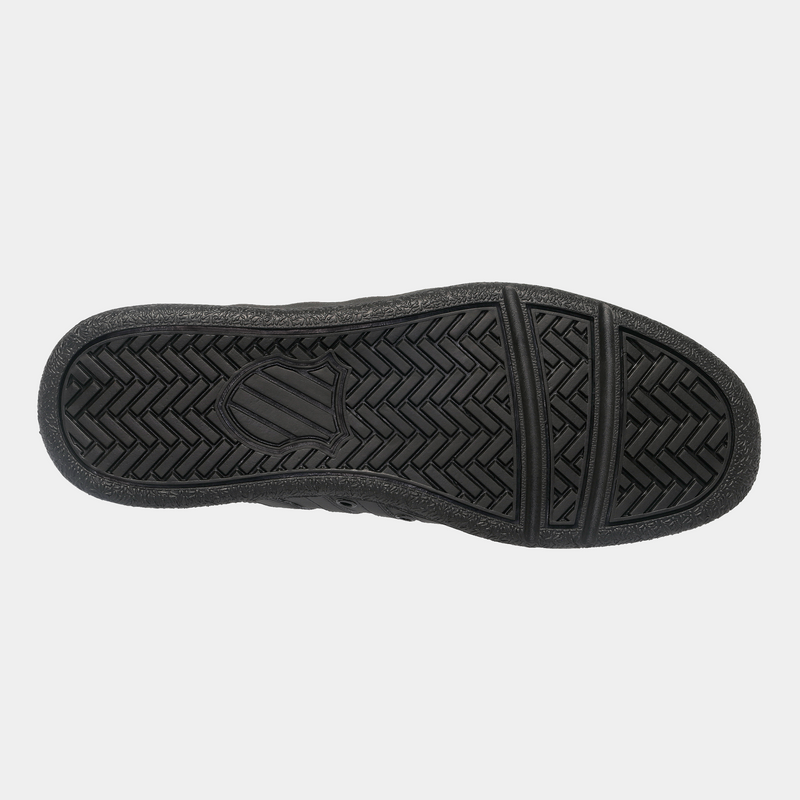 K-Swiss Classic VN shoes outsole with textured tread pattern and logo detail in black rubber, sole/bottom view.