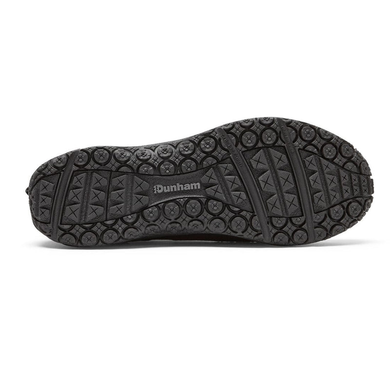 Dunham Cloud Plus Waterproof Slip-On shoe outsole in black with textured tread pattern and logo.