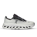 White and black running shoe on a white background
