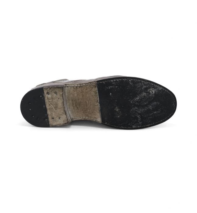 Bed Stu Clyde Chukka boots sole view showing black rubber outsole and distressed leather details