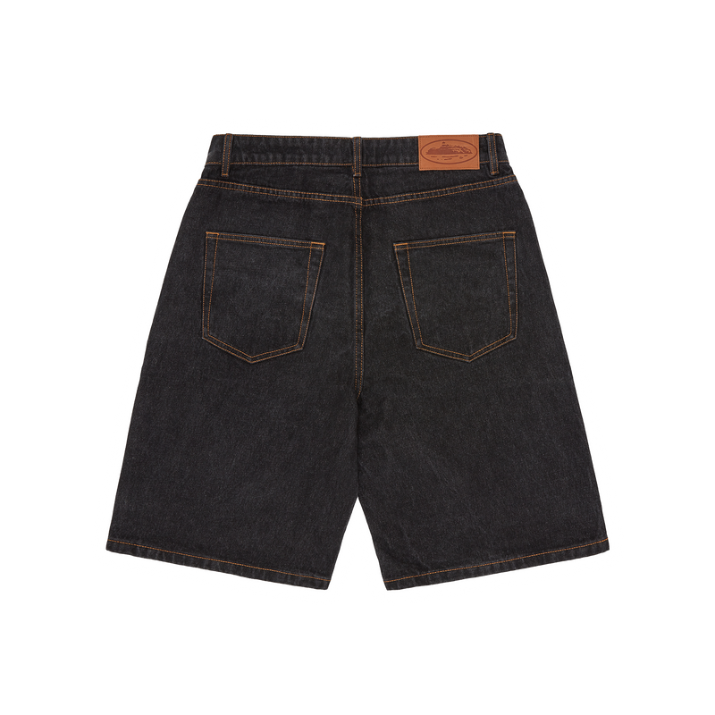Corteiz Alcatraz Denim Shorts Washed Black