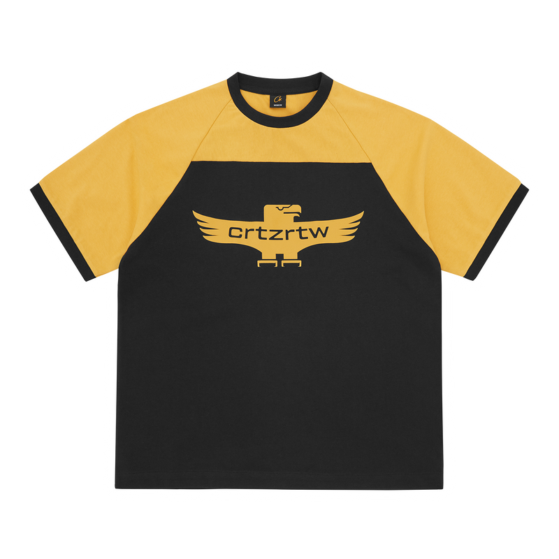 Corteiz Alcatraz Eagle Raglan Tee Black/Yellow