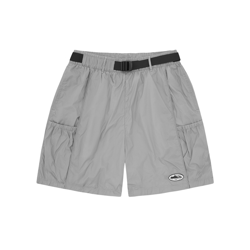 Corteiz Alcatraz Nylon Patch Shorts Grey