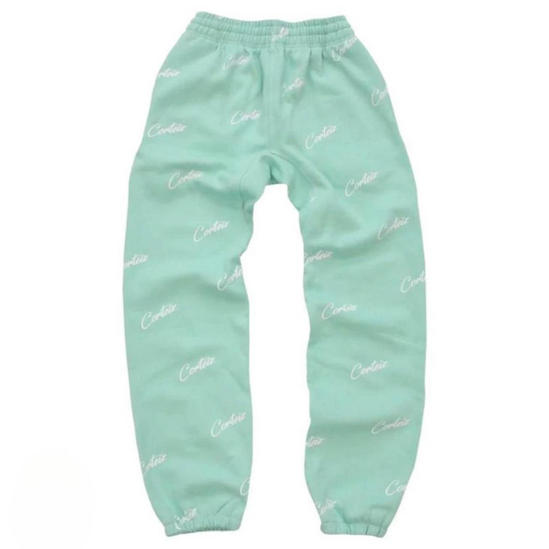Corteiz All Over Print Joggers Mint Green/White