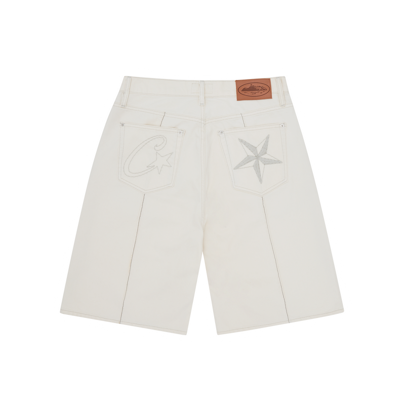 Corteiz C-Star Denim Shorts Natural