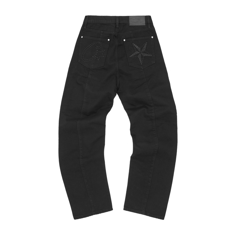 Corteiz C-Star Stitch-Down Jeans Triple Black