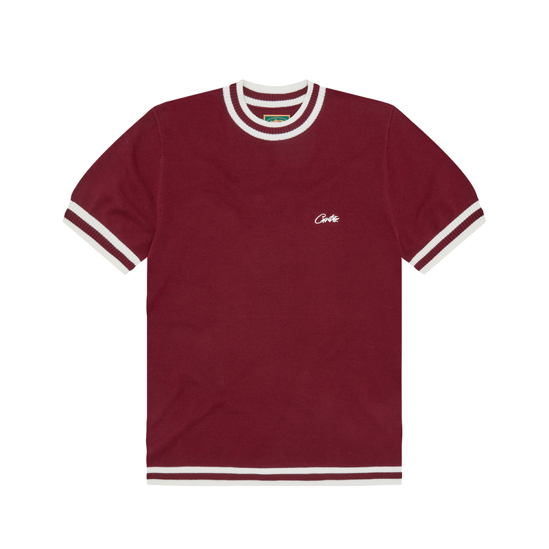 Corteiz Deala Knit Tee Burgundy