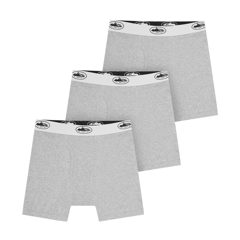 Corteiz Grey Alcatraz Boxers 3 Pack