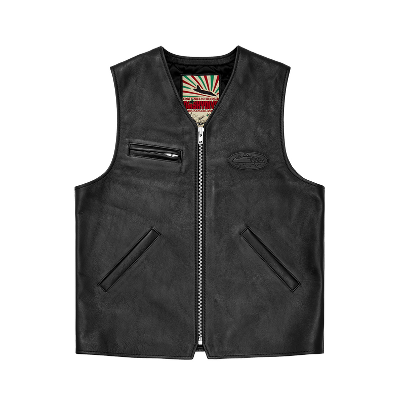 Corteiz Skydive Leather Vest Black