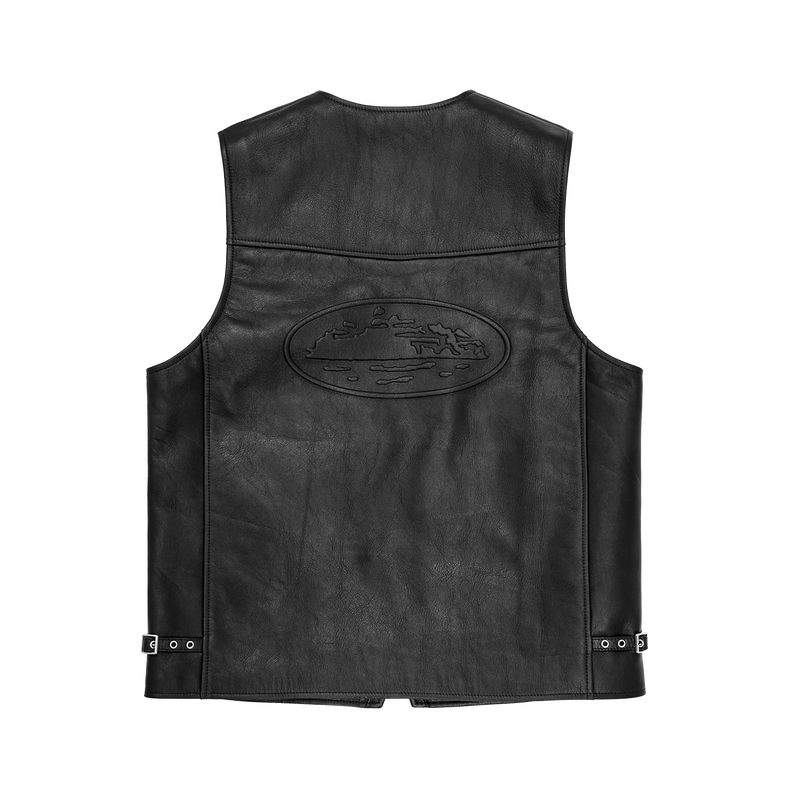 Corteiz Skydive Leather Vest Black