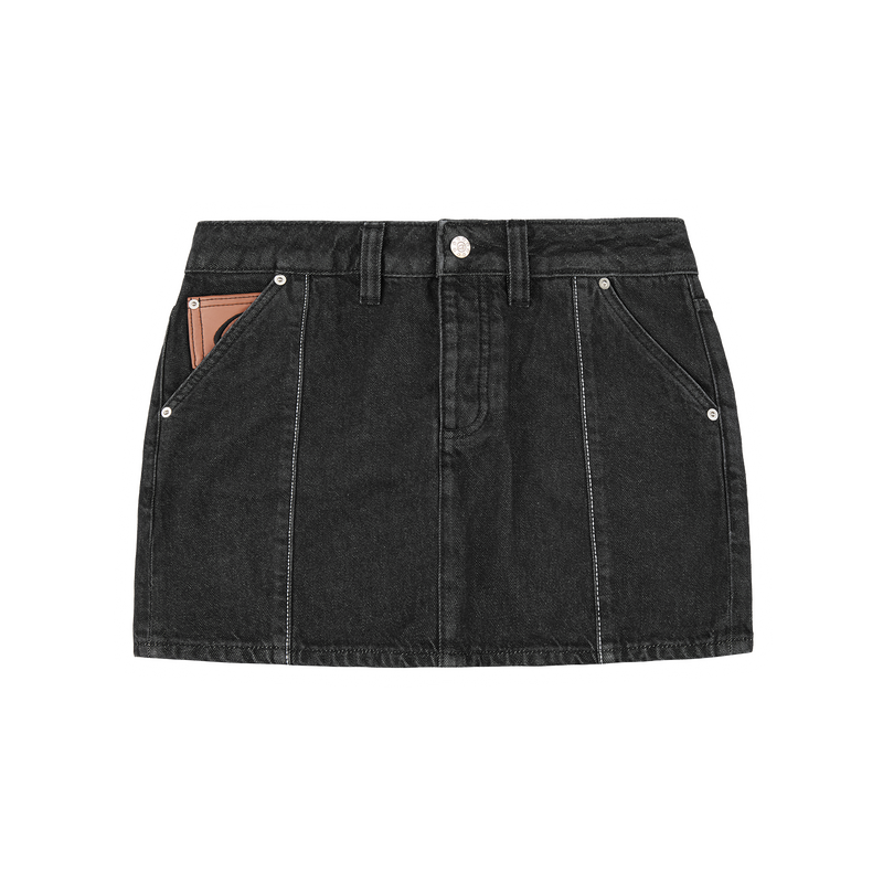 Corteiz Stitch Down Denim Skirt Black