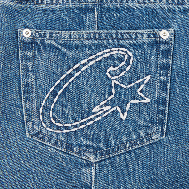 Corteiz Stitch Down Denim Skirt Faded Blue