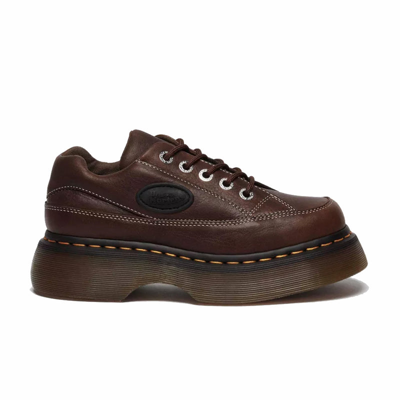 Dr. Martens Women's Buzz 5-Eye Grizzly Leather Shoes (Dark Brown) - August Shop