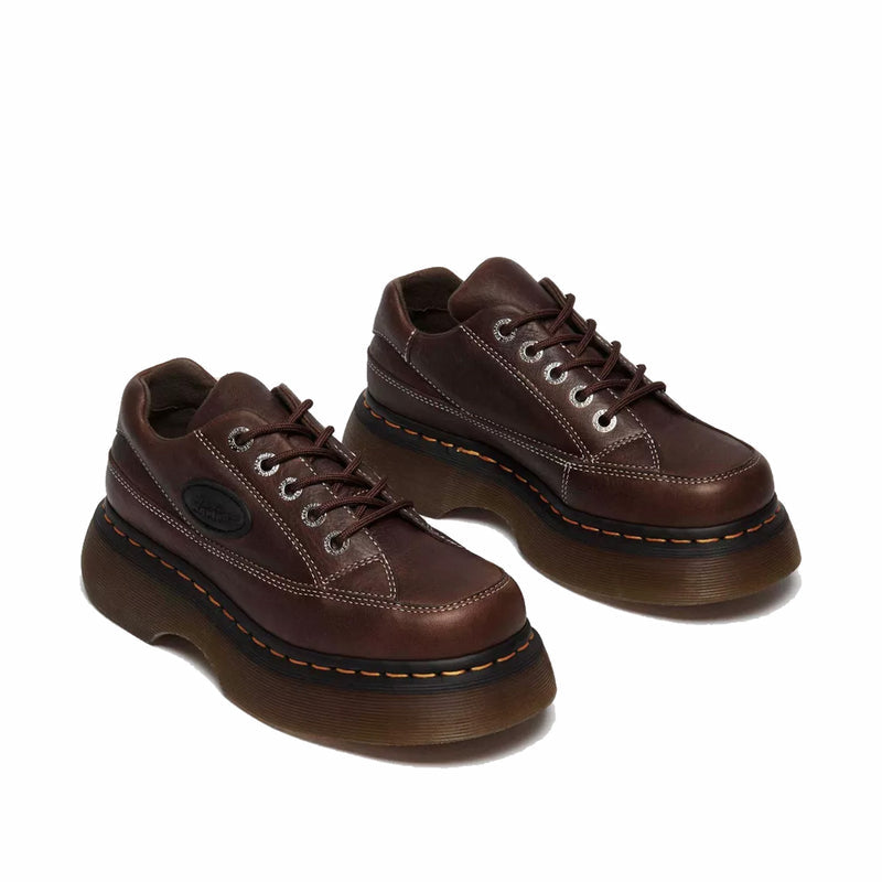 Dr. Martens Women's Buzz 5-Eye Grizzly Leather Shoes (Dark Brown) - August Shop