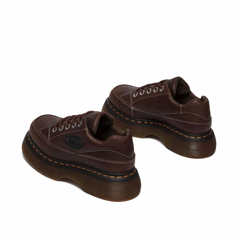 Dr. Martens Women's Buzz 5-Eye Grizzly Leather Shoes (Dark Brown) - August Shop