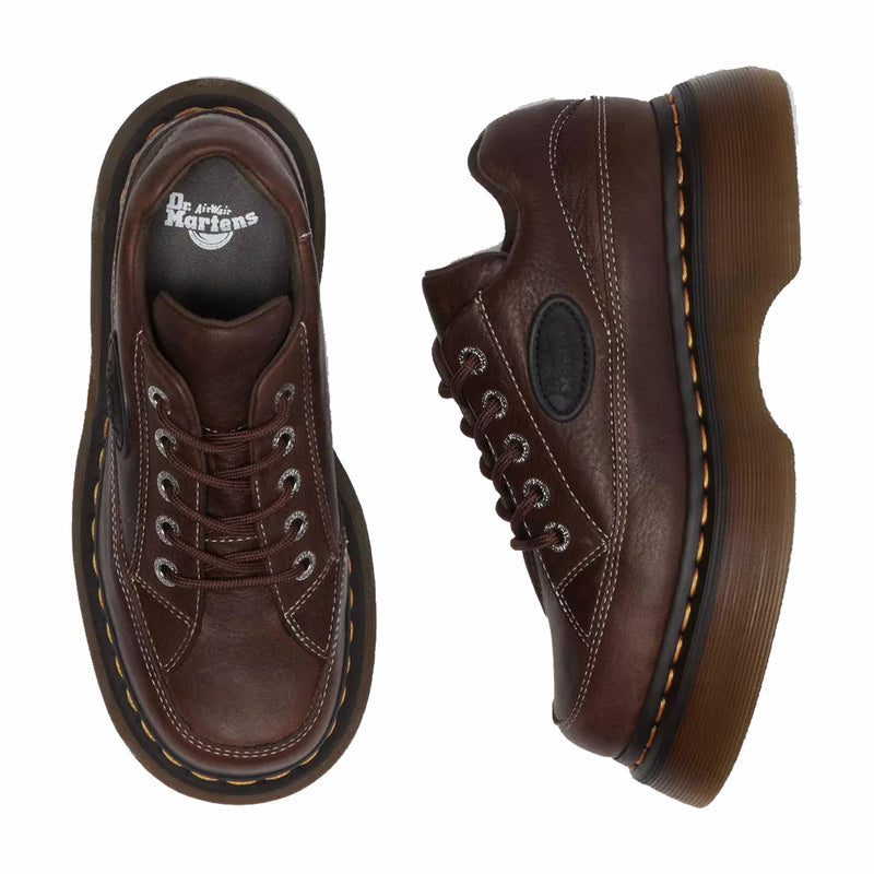 Dr. Martens Women's Buzz 5-Eye Grizzly Leather Shoes (Dark Brown) - August Shop