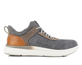 Florsheim Work Fleet Work Comp Toe Sneaker, gray knit upper with brown leather accents and white slip-resistant outsole, side view.
