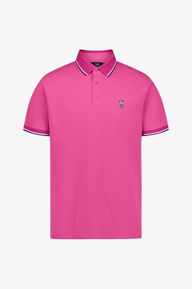 Fuschia Tip Pique Polo