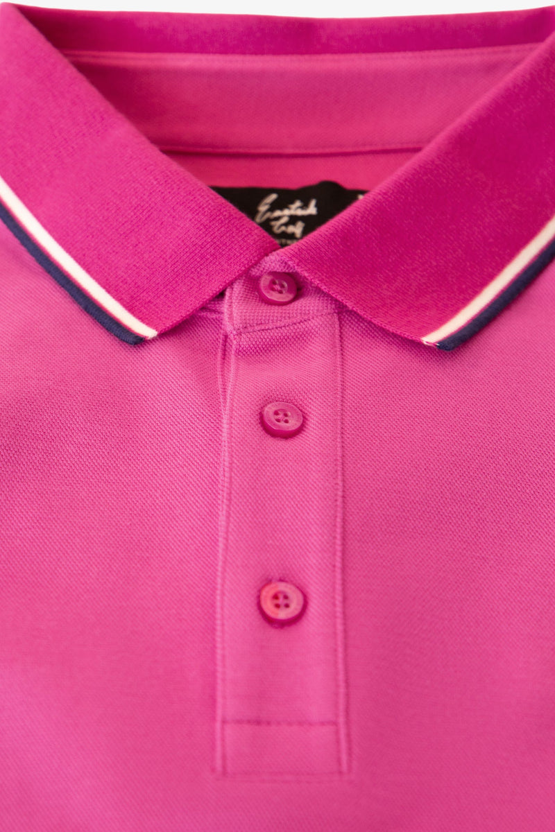 Fuschia Tip Pique Polo