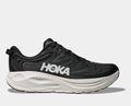 HOKA Gaviota 6 running shoes in black with a white oversized midsole, engineered mesh upper, and logo detailing, side view.