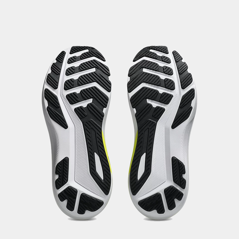 Asics GT-1000 14 running shoes outsole featuring durable rubber with black tread patterns and flex grooves for traction.