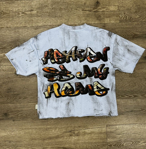 "HEAVEN" F-TERRY CROPPED T-SHIRT